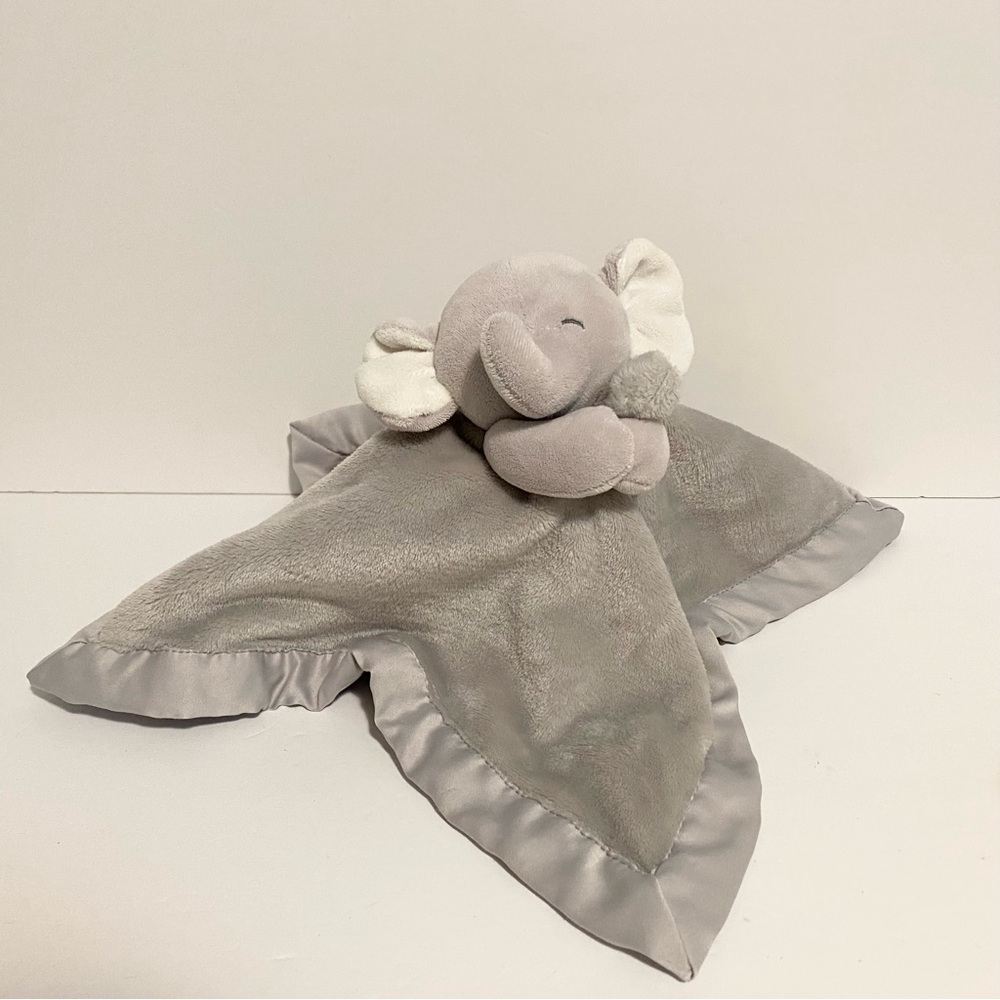 Carters Elephant Baby Security Blanket Gray Satin Plush Lovey Toy